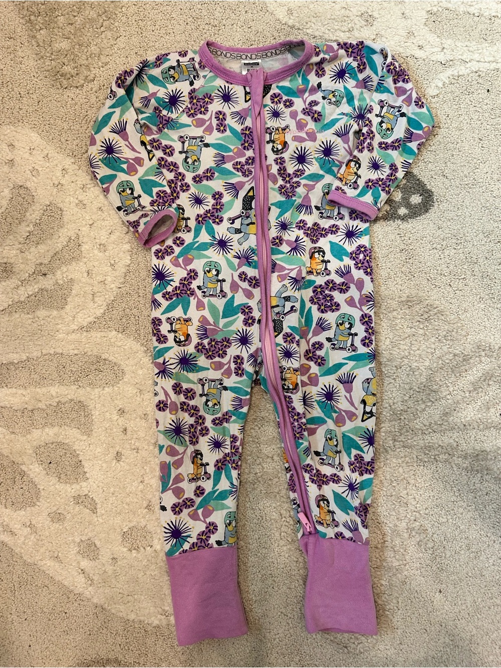 Bonds Purple Bluey Wondersuit Zip 12-18 Months AUS Size 1